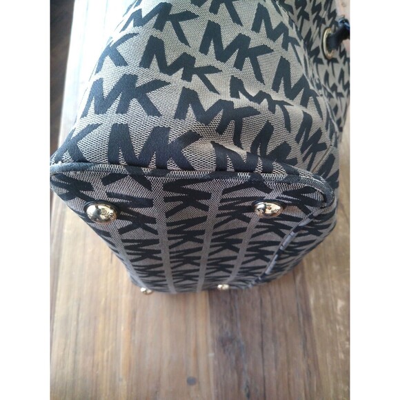 Michael Kors Large Black Signature LOGO Jet Set Shoulder Tote Soho Designer 90s - Picture 5 of 6